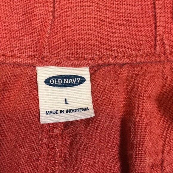 Old Navy Womens L Linen Rayon High Rise Wide Leg Pants Pink Myrrh Pockets - Picture 3 of 11